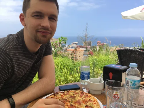 Pizza with fantastic view on Teneryfe