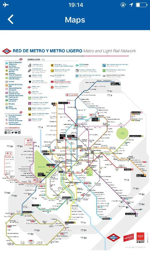 Madrid transport map